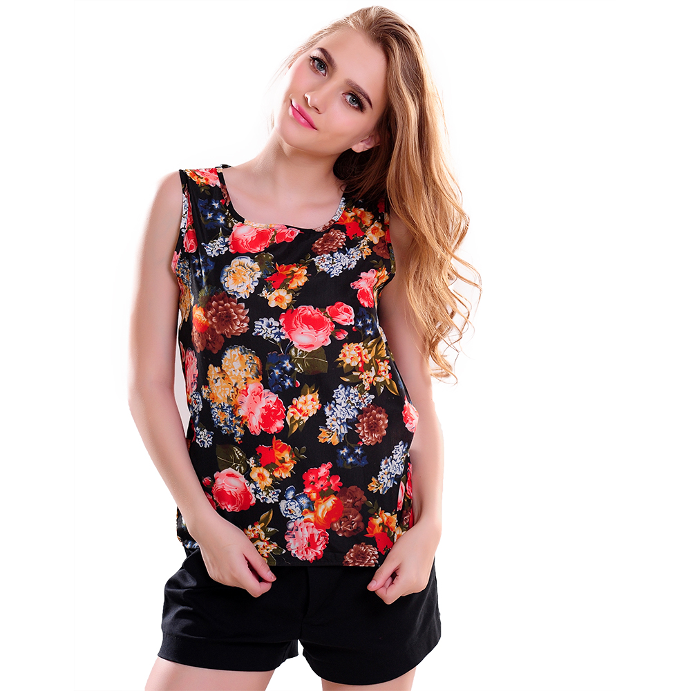 Топ Sofia S цветы разноцветные